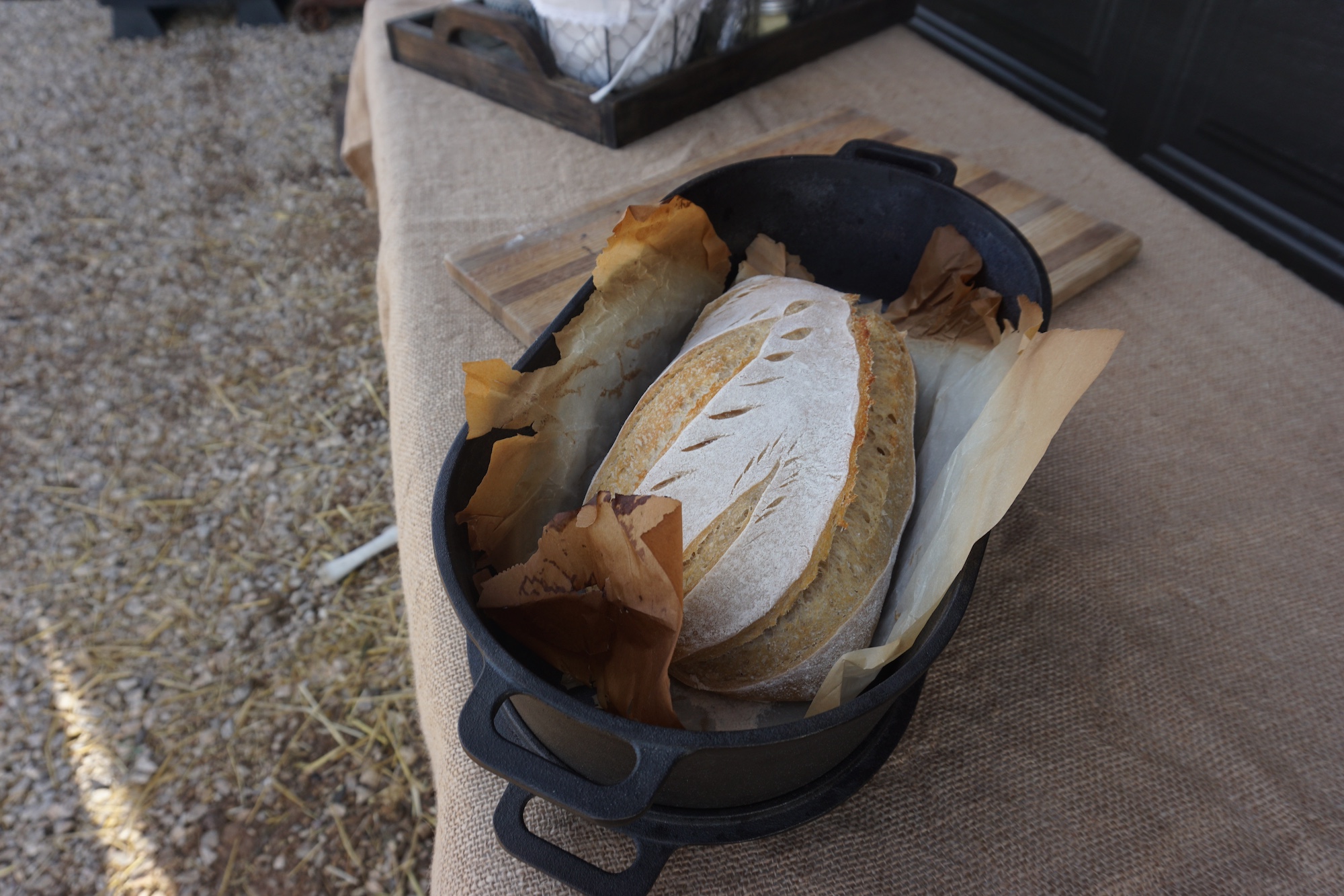 Fresh Sourdough bread in cast iron pot at The Grand Ranch Farm tour Utah