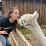Kissing an Alpaca at mini animal petting zoo in Utah