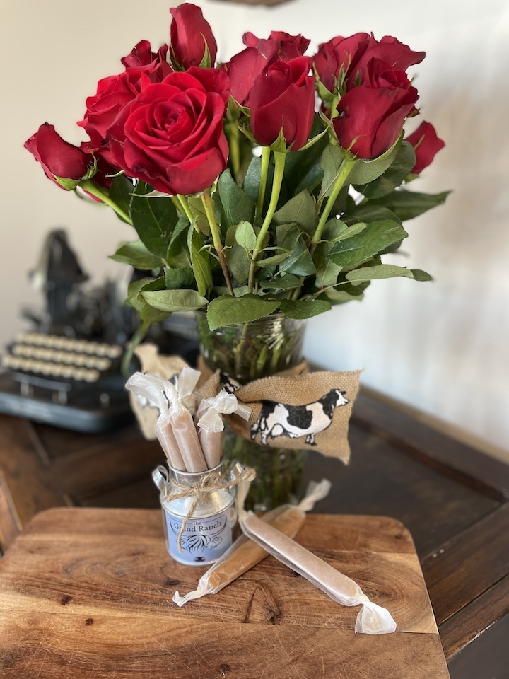 Roses and Caramel for special celebration at farm stay near Zion